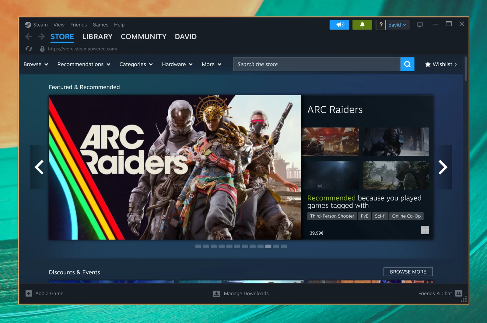 Steam näyttää pelikauppansa Omarchyssa